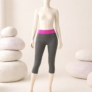 Under Armour High-Waist Capri Leggings with Pink Waistband